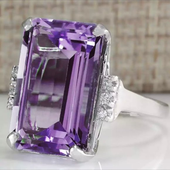Gorgeous Stamped 925 Silver Huge Cubic Zircon Ring